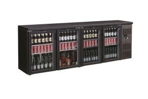 BACKBAR COOLER BLACK 4 GLASS DOORS  *TRANSPORT ON REQUEST*