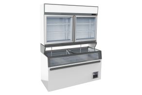 WALL MOUNTED FREEZER UNIT WHITE 2 GLASS DOORS