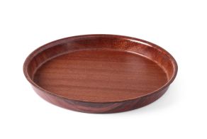 Serving tray, round, non-slip, high rim, laminated, HENDI, Mahogany, ?420x(H)30mm