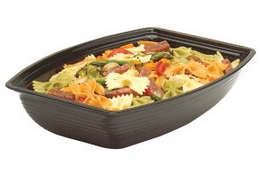 4.7L Black Polycarbonate Rectangular Ribbed Bowl