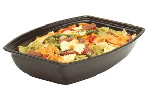 11.3L Black Polycarbonate Rectangular Ribbed Bowl