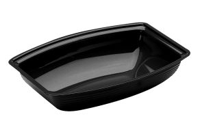2.7L Black Polycarbonate Rectangular Ribbed Bowl