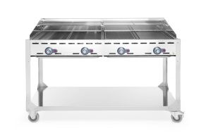 Green Fire with 4 burners, HENDI, Profi Line, on wheeled base, Light grey, 22kW, 1400x612x(H)825mm