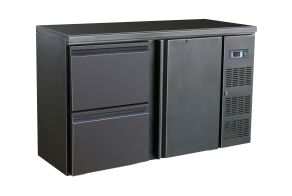 BARCOOLER BLACK 1 DOOR AND 2 DRAWERS