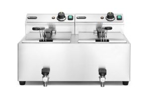 Deep fryer Profi Line with drain tap, 2 × 8 l, HENDI, Profi Line, 16L, 230V/7000W, 610x515x(H)369mm