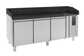 PIZZA COUNTER 3 DOORS BLACK GRANITE WORKTOP