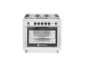 Gas cooker - 5 burners with electric oven, HENDI, Kitchen Line, Silver, 230V/2900W, 14,3kW, 900x653x(H)900mm