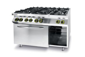 Gas cooker Kitchen Line 6-burner with convection oven GN 1/1, HENDI, Kitchen Line, 230V/3000W, 28,5kW, 1200x722x(H)900mm