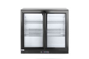 Back bar refrigerator with double sliding doors, Arktic, 197L, Black, 220-240V/160W, 900x520x(H)865mm