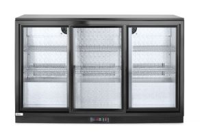 Back bar refrigerator with triple sliding doors, Arktic, 308L, Black, 220-240V/160W, 1350x520x(H)865mm