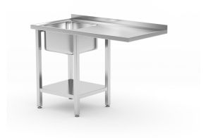 Sink table with shelf and space for undercounter dishwasher, HENDI, left, 1200x700x(H)850mm