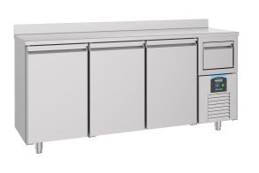 600 REFRIGERATED COUNTER 3 DOORS  WITH DISPOSAL DRAWER FOR COFFEE