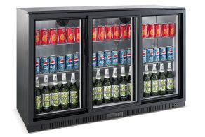 BACKBAR COOLER BLACK 3 SLIDING DOORS