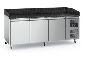 PIZZA COUNTER 3 DOORS GRANITE  WITH WHEELS