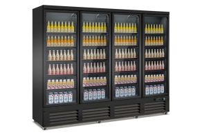 REFRIGERATOR 4 GLASS DOORS BLACK CEB-2000R BL   *TRANSPORT ON REQUEST*