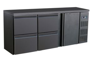 BARCOOLER BLACK 1 DOOR AND 4 DRAWERS