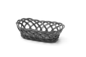 Baskets with woven sides, HENDI, oval, Black, 225x130x(H)55mm