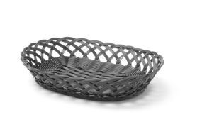 Baskets with woven sides, HENDI, oval, Black, 320x230x(H)55mm