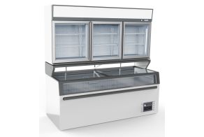 WALL MOUNTED FREEZER UNIT WHITE 3 GLASS DOORS