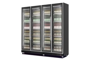 REFRIGERATOR 4 GLASS DOORS BLACK  *TRANSPORT ON REQUEST*