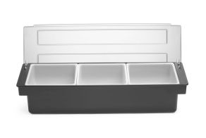 Condiment holder - 3 containers, BarUp, Black, 480x150x(H)100mm