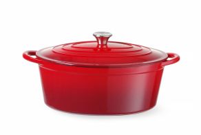 Cast iron casserole enamelled, HENDI, 6,88L, Red, 405x255x(H)134mm
