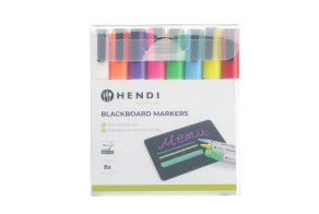 Blackboard markers 3 mm, HENDI, 1 white, 1 red, 1 blue, 1 green, 1 yellow, 1 purple, 1 orange and 1 pink marker