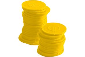 Coin tokens – 100 pcs., BarUp, Yellow, 100 pcs., ?25mm
