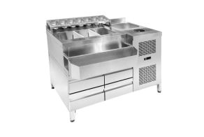 REFRIGERATED COCKTAIL BAR STATION   INCL. SINK, GLASS RINSER, GN CONTAINERS AND SPEEDRAIL FOR BOTTLES