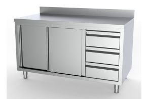 700 WORKTABLE SLIDING DOORS DRAWERS RIGHT WITH UPSTAND 1800