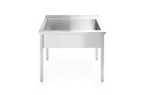 Table with single wash trough, without splashback – bolted, depth 600 mm, HENDI, Budget Line, 1000x600x(H)850mm
