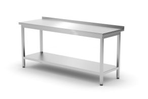 Wall table with shelf – bolted, depth 600 mm, HENDI, Kitchen Line, 1800x600x(H)850mm