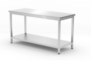 Central table with shelf – bolted, depth 600 mm, HENDI, Kitchen Line, 1600x600x(H)850mm