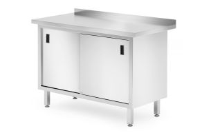 Wall table cabinet with sliding doors – welded, HENDI, Profi Line, 1200x600x(H)850mm