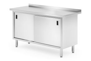 Wall table cabinet with sliding doors – welded, HENDI, Profi Line, 1400x600x(H)850mm