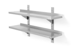 Double wall shelf, adjustable, with 2 brackets, HENDI, 1000x300x(H)600mm