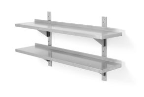 Double wall shelf, adjustable, with 2 brackets, HENDI, 1200x300x(H)600mm