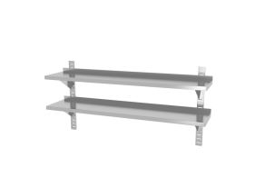 Double wall shelf, adjustable, with 2 brackets, HENDI, 1400x300x(H)600mm