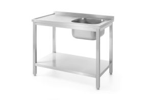 Sink table with shelf – bolted, depth 600 mm, HENDI, Kitchen Line, Right side, 1000x600x(H)850mm