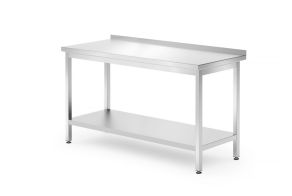Wall table with a shelf – bolted, depth 700 mm, HENDI, Kitchen Line, 1400x700x(H)850mm