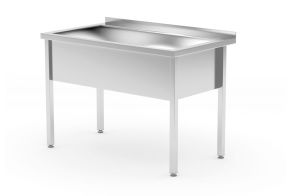 Table with single wash trough – welded, depth 700 mm, chamber height 300 mm, HENDI, Profi Line, 800x700x(H)850mm