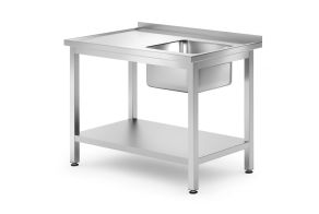 Sink table with shelf – bolted, depth 700 mm, HENDI, Kitchen Line, Right, 1000x700x(H)850mm