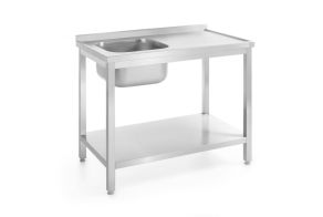 Sink table with shelf – bolted, depth 700 mm, HENDI, Kitchen Line, Left, 1000x700x(H)850mm