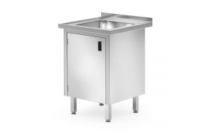 Sink table, cabinet – welded, with hinged doors, HENDI, Profi Line, 600x600x(H)850mm