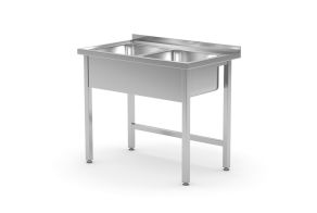 Table with 2 sinks – welded, HENDI, Kitchen Line, 1000x600x(H)850mm