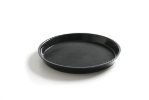 Serving tray, round, non-slip, high rim, black, HENDI, ?360x(H)39mm
