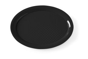 Polypropylene fast food tray, oval, HENDI, Black, 265x195x(H)15mm