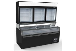 WALL MOUNTED FREEZER UNIT BLACK 3 GLASS DOORS