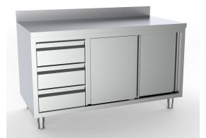 700 WORKTABLE SLIDING DOORS DRAWERS LEFT WITH UPSTAND 2000