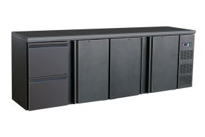 BARCOOLER BLACK 3 DOORS AND 2 DRAWERS